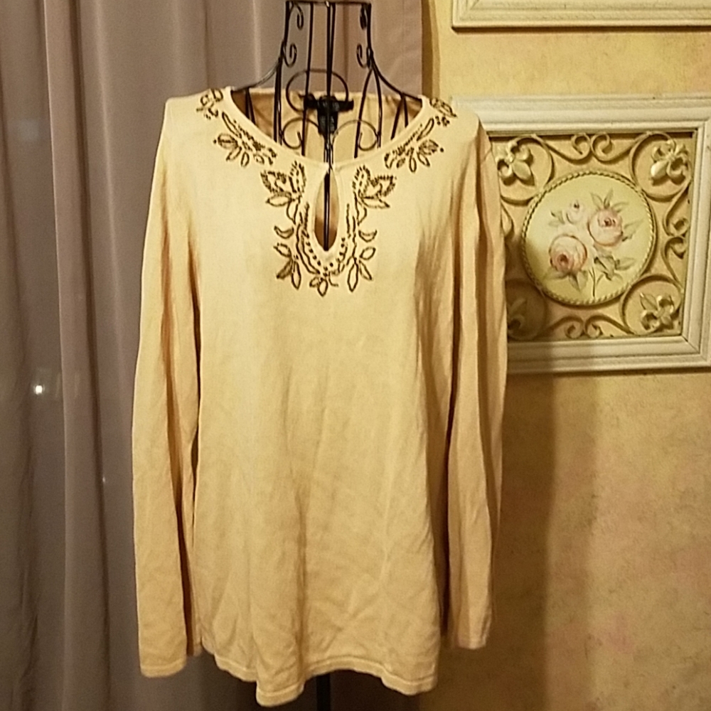 Bronze colored bead embellish light weight Sweater